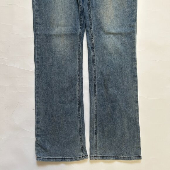 ROMWE Womens Blue Denim Jeans Embroidered Stars patchwork Size XL US 12 Casual - Picture 3 of 12